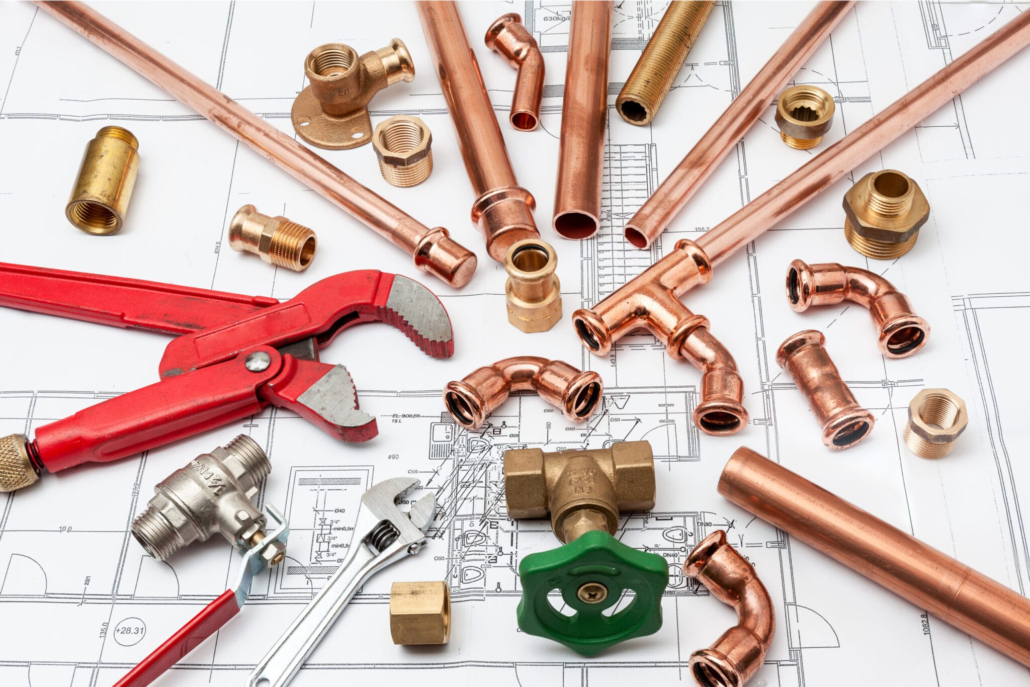 Copper pipe fittings and plumbing parts for Fort Lauderdale, Florida repairs